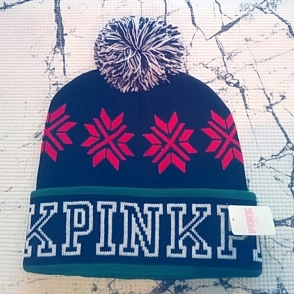 Victorias Secret PINK Beanie Winter Hat One Size Light Blue
